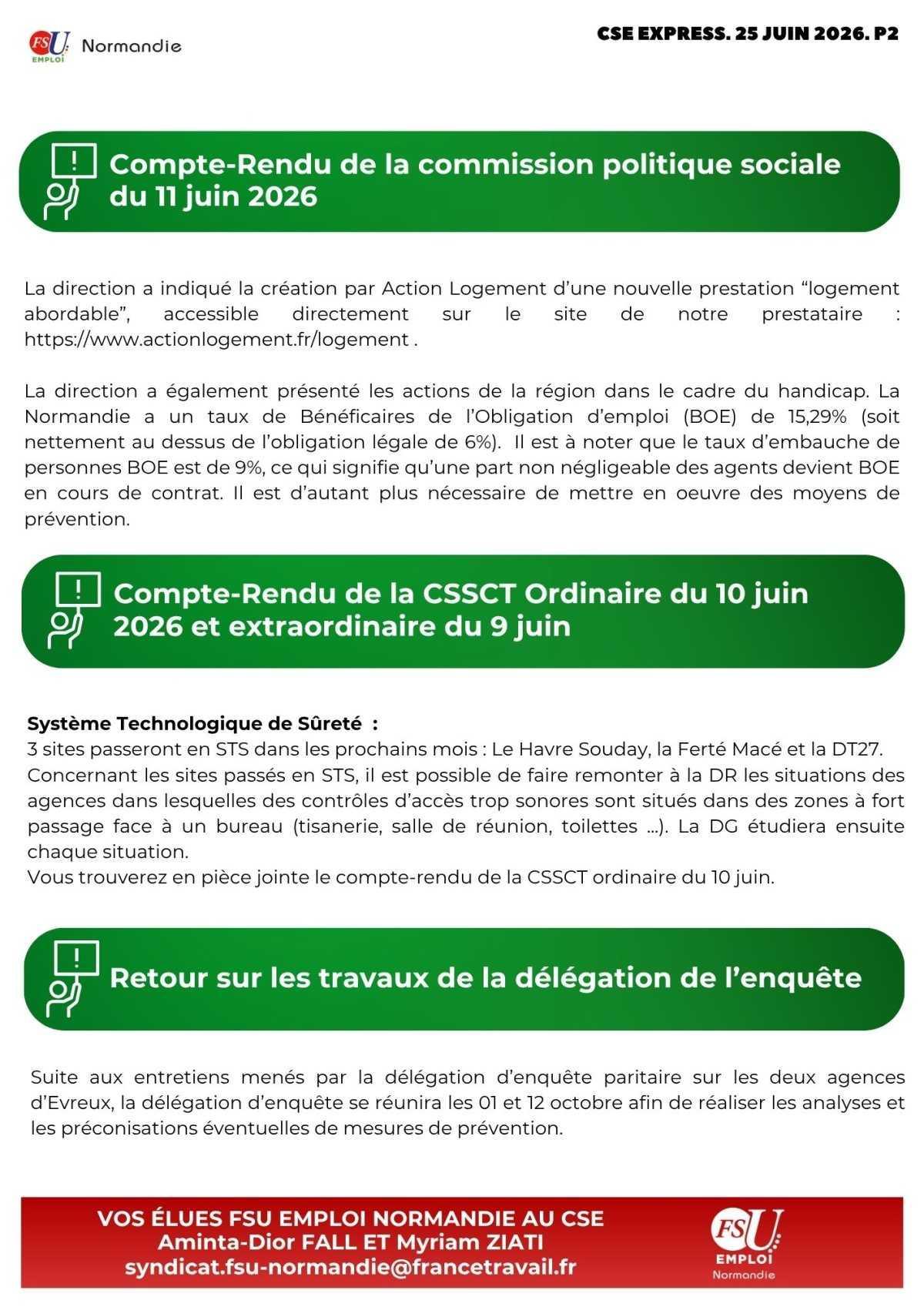CSE Express du 25 juin 2026