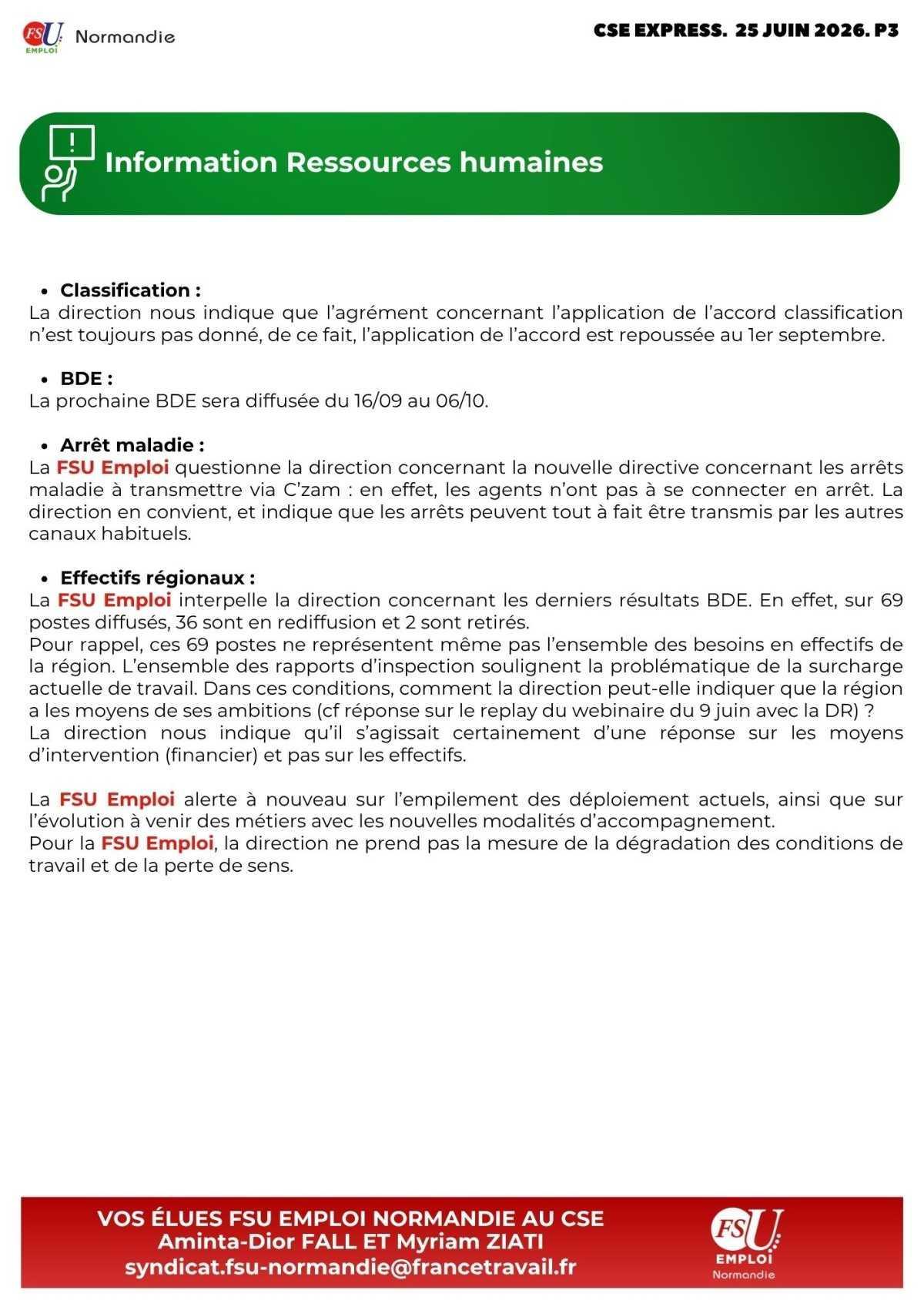 CSE Express du 25 juin 2026