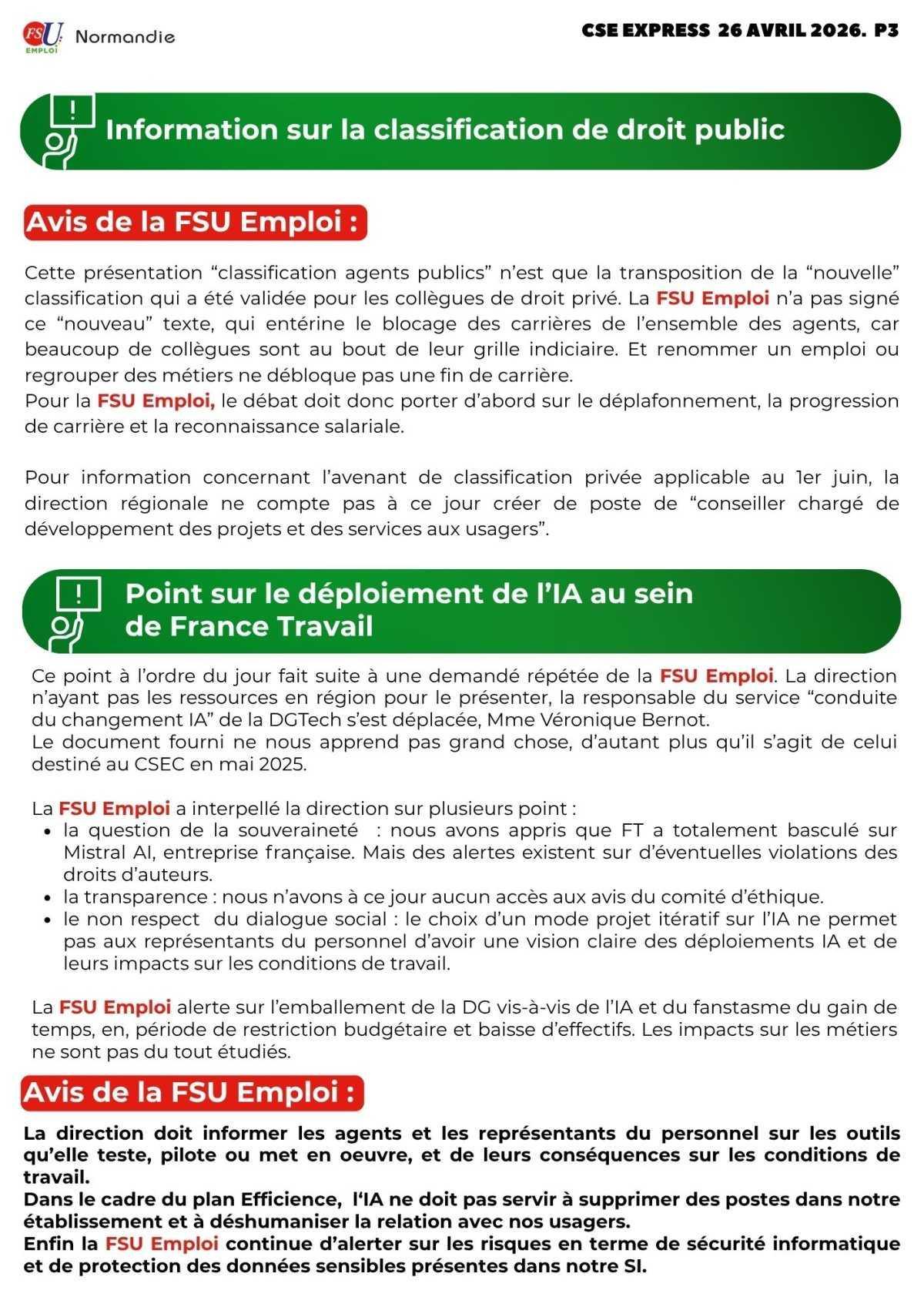 CSE Express du 30 avril 2026
