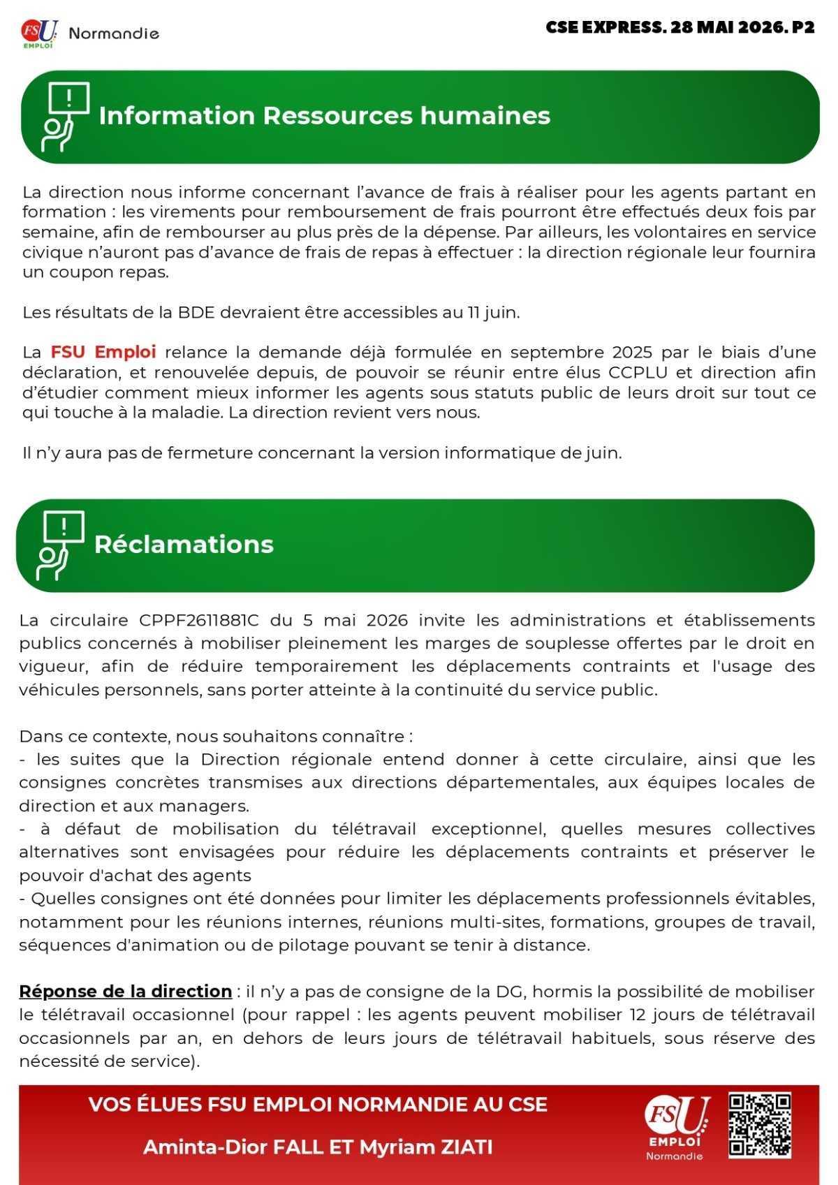 CSE Express du 28 mai 2026