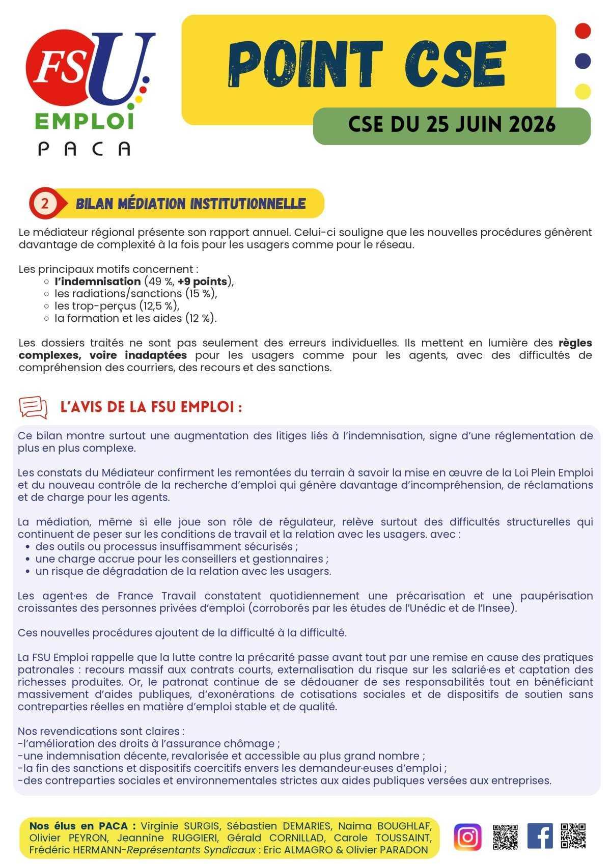POINT CSE - JUIN 2026