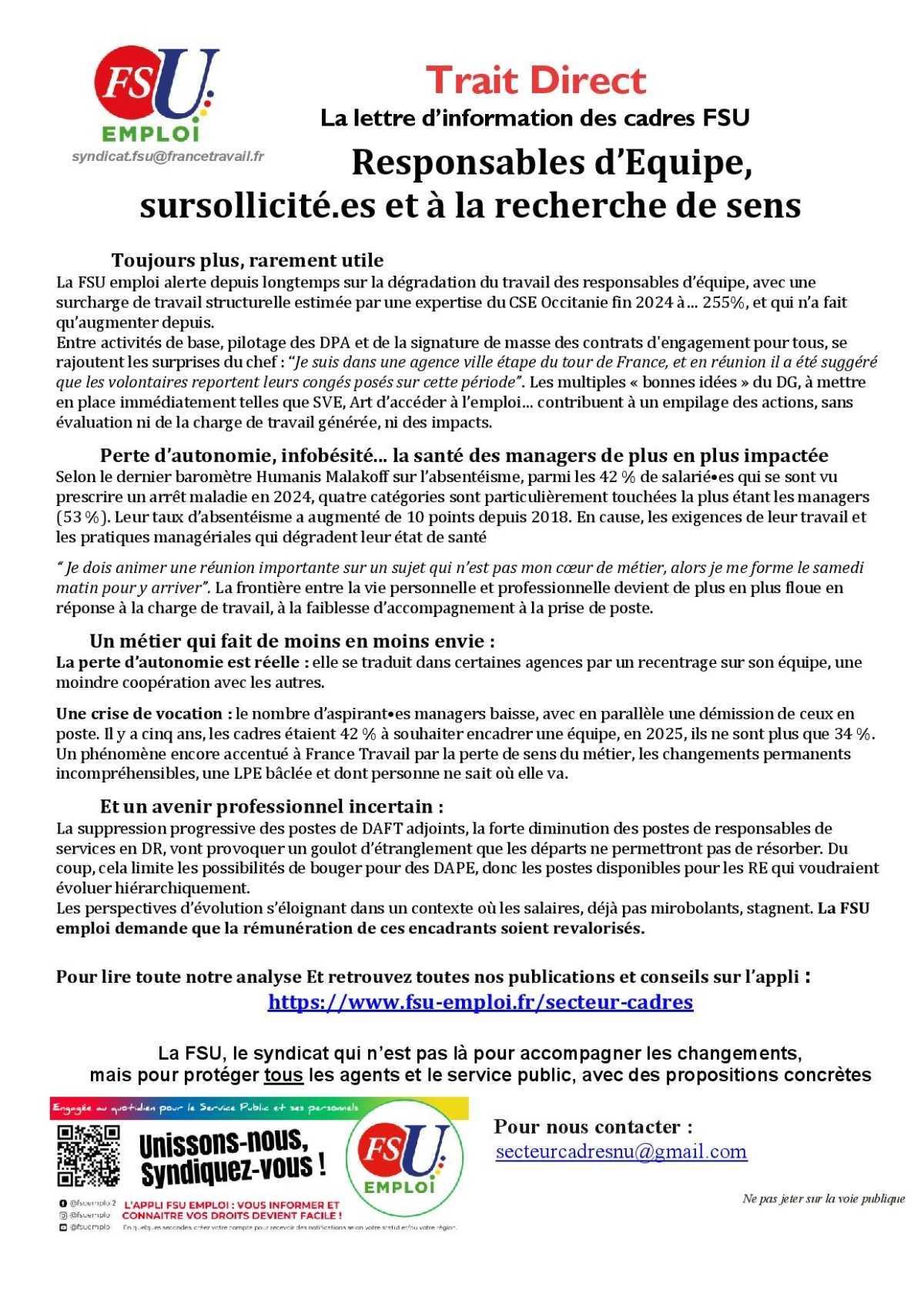 Trait Direct: Responsables d’Equipe, sursollicité.es et à la recherche de sens Trait Direct: Responsables d’Equipe, sursollicité.es et à la recherche de sens