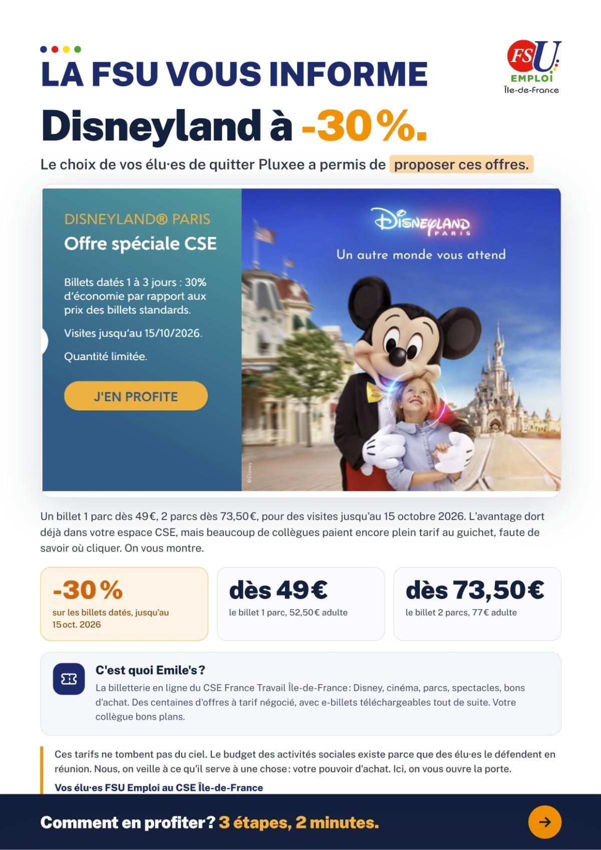 Billet Disney via Emile's