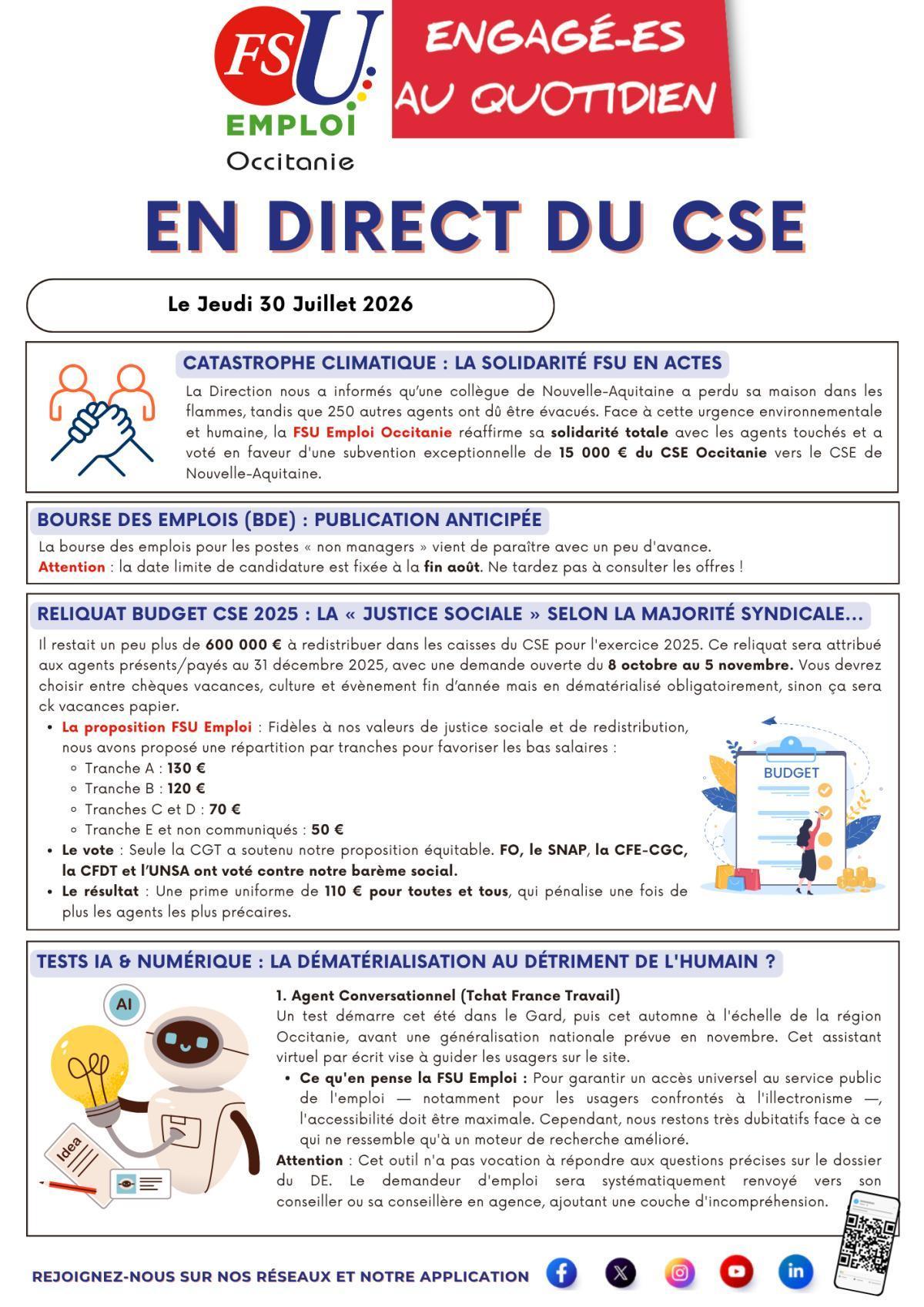 En Direct du CSE - 30 Juillet 2026