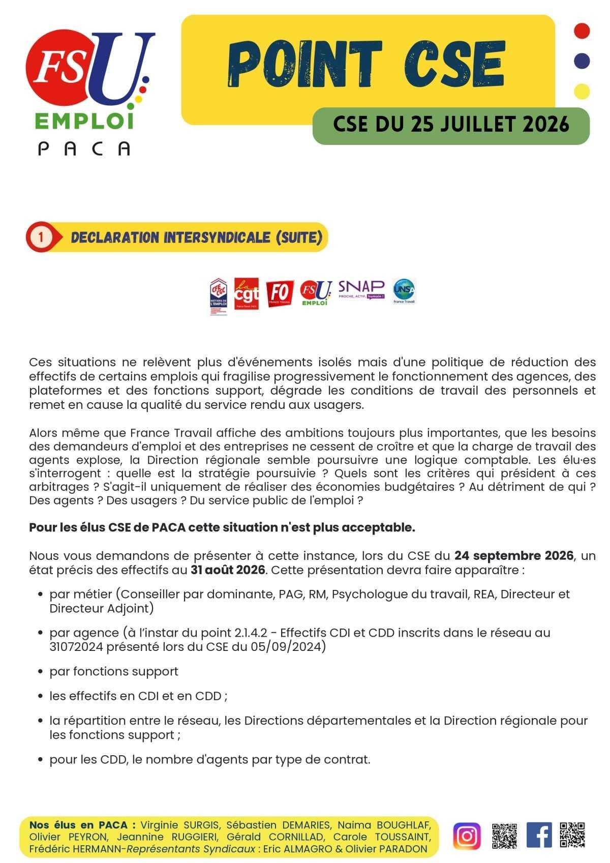 POINT CSE - juillet 2026