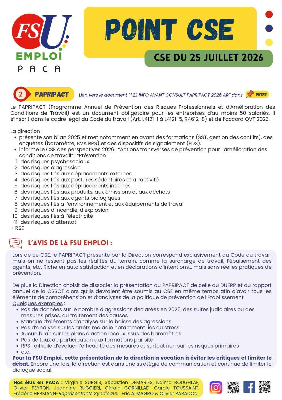 POINT CSE - juillet 2026