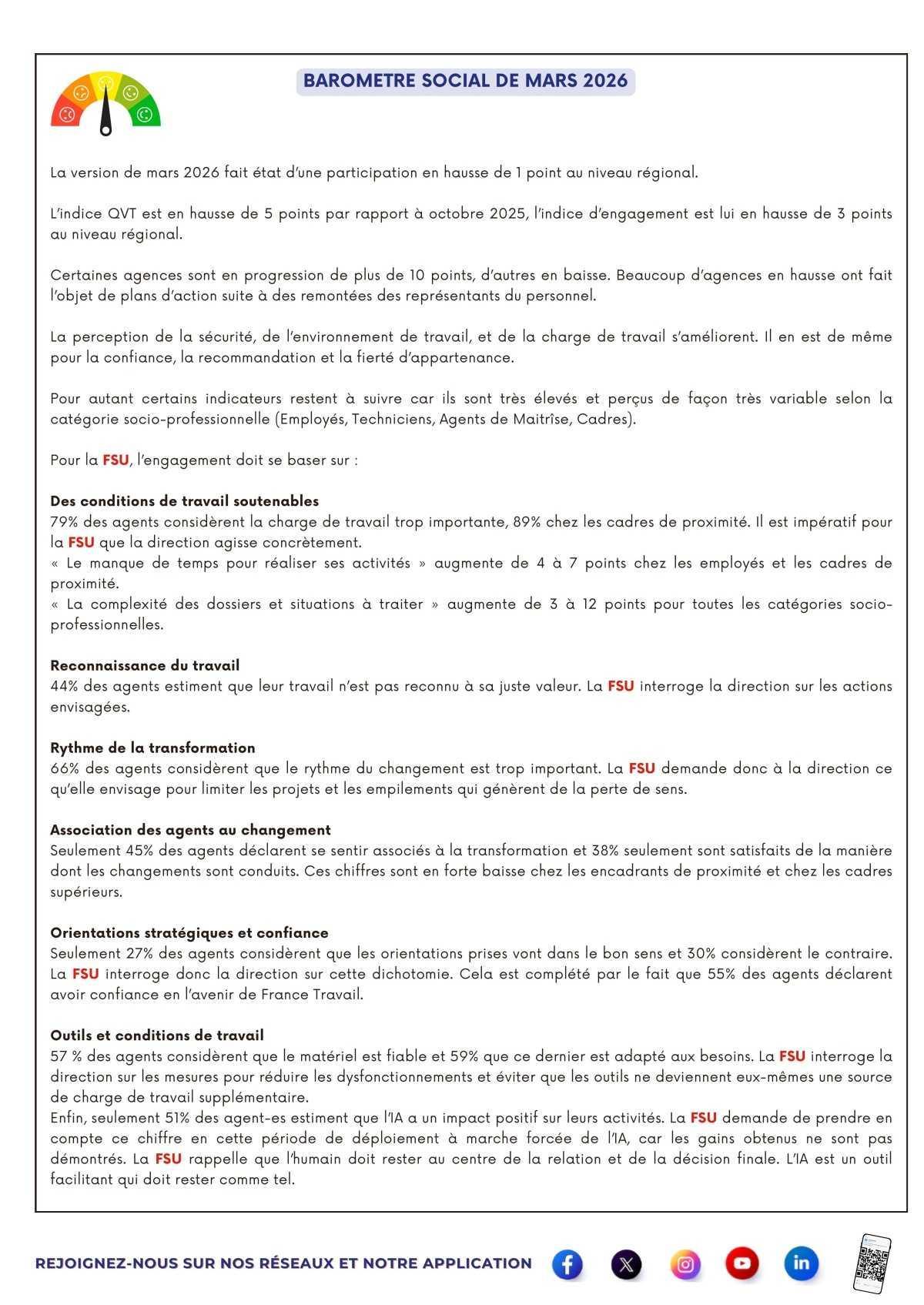 En Direct du CSE 26 août 2026 spécial conditions de travail