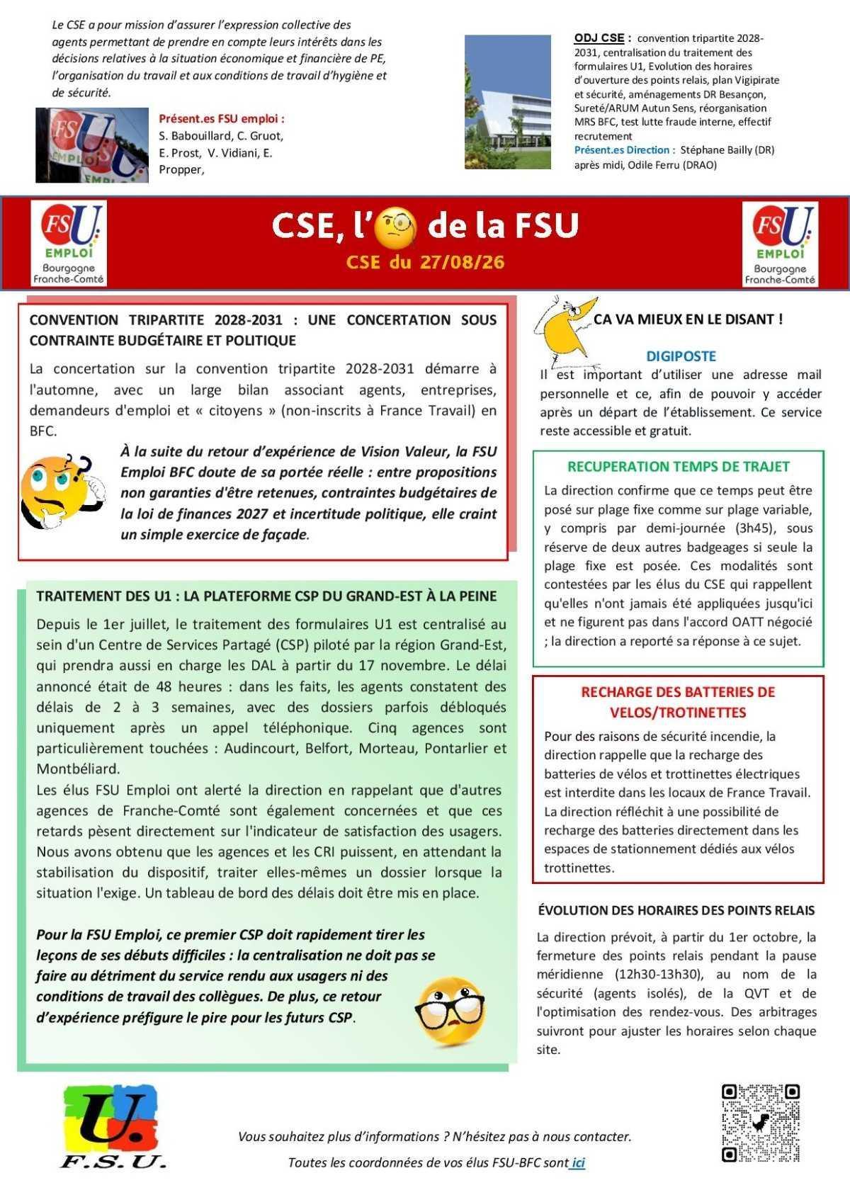 L'oeil de la FSU - CSE ordi du 27 août 2026