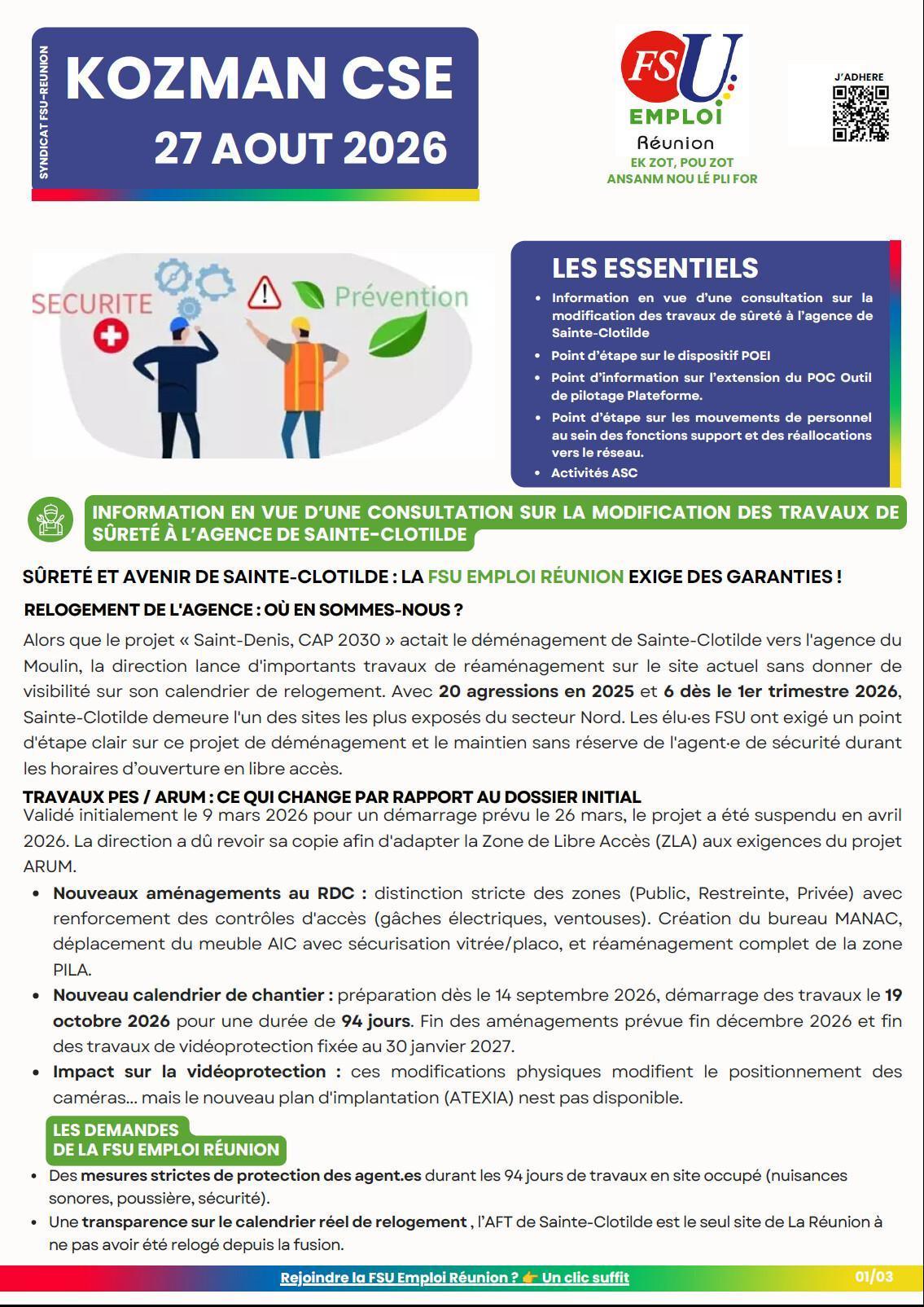 Kozman CSE du 27 août 2026