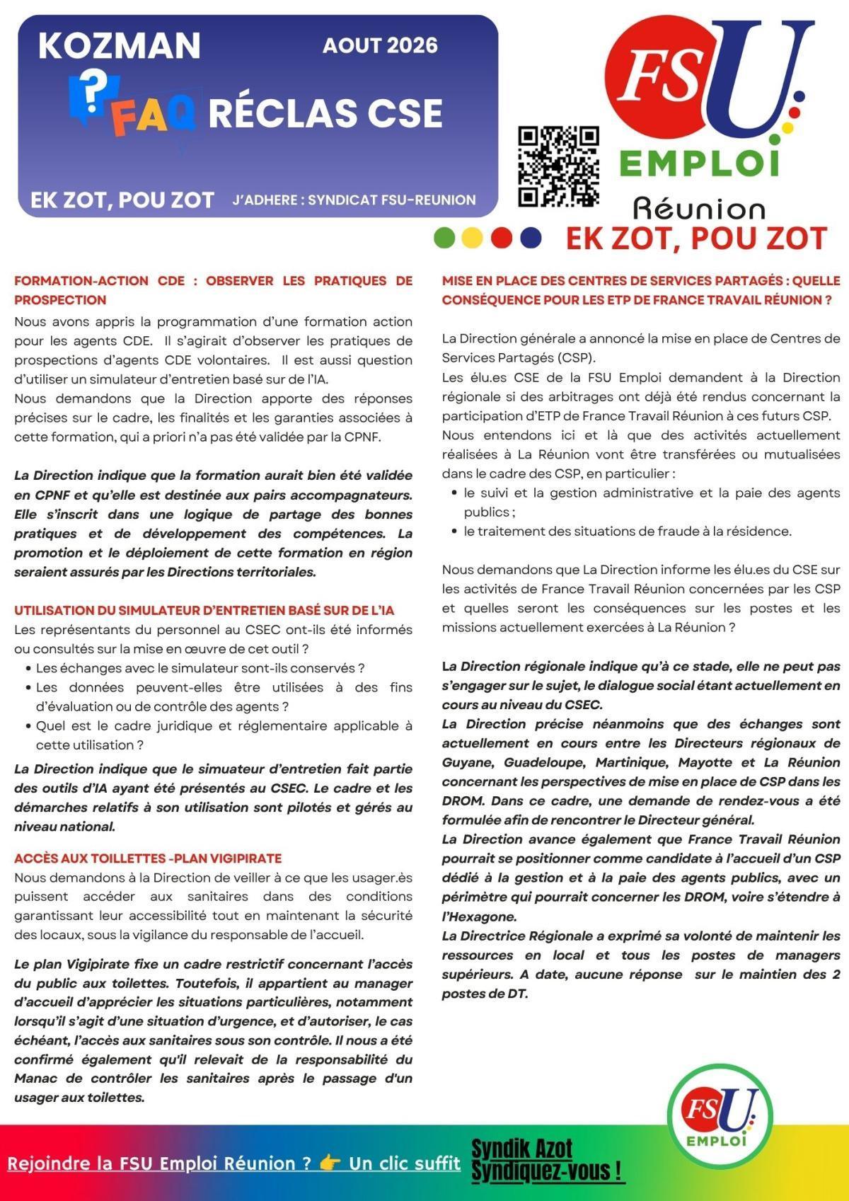 Kozman FAQ Réclamations CSE Août 2026