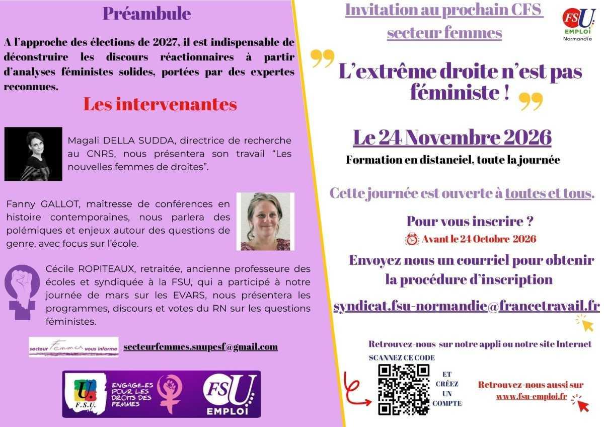 CFS Secteur Femmes "L'extrême droite n'est pas féministe" 24 nov 26
