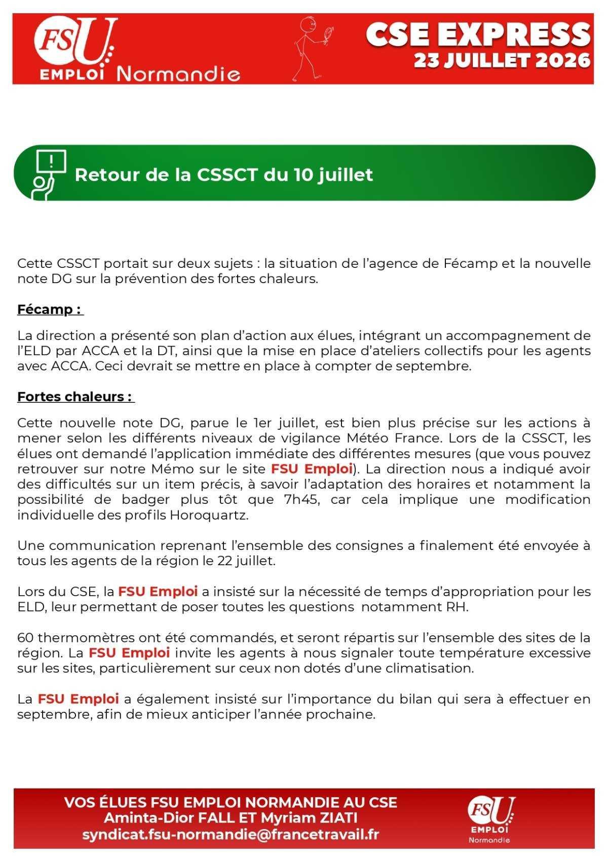 CSE express du 23 juillet 2026