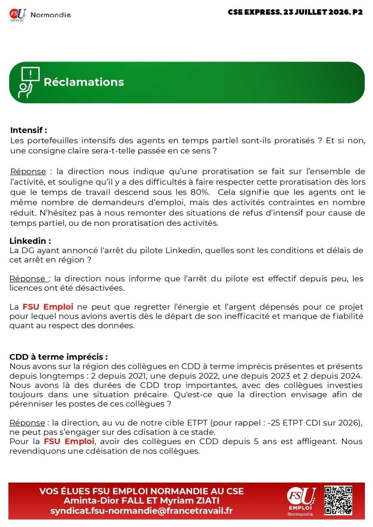 CSE express du 23 juillet 2026