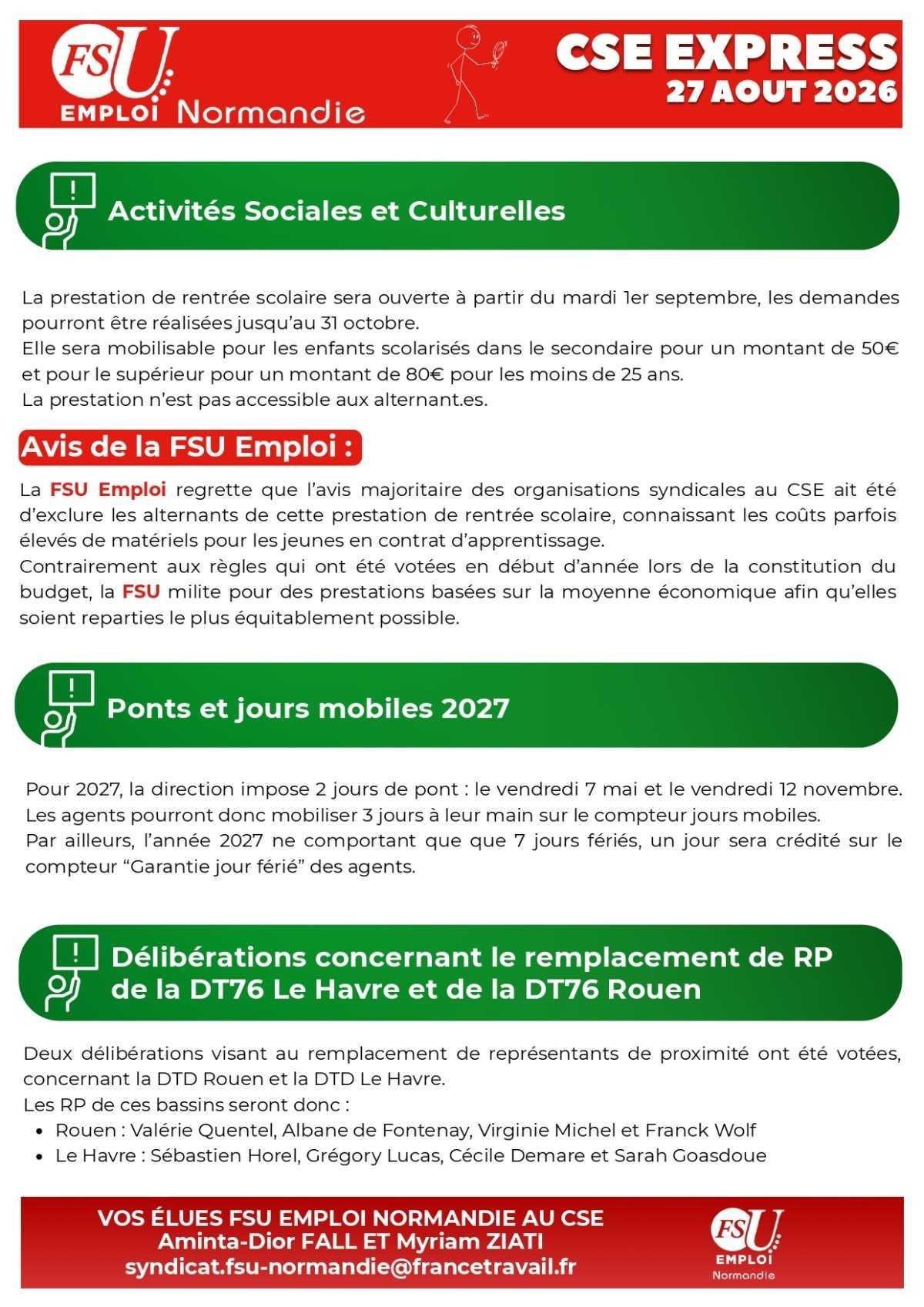 CSE express du 27 août 2026