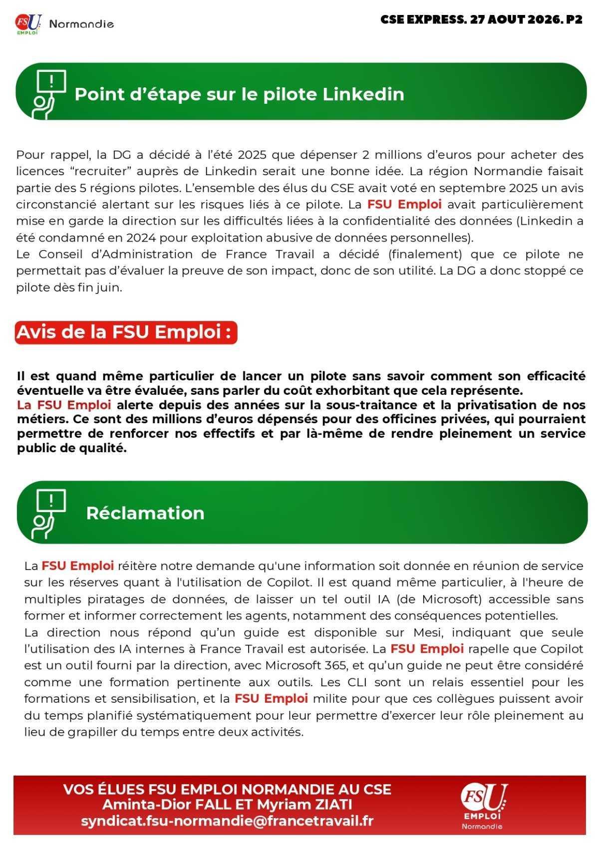 CSE express du 27 août 2026