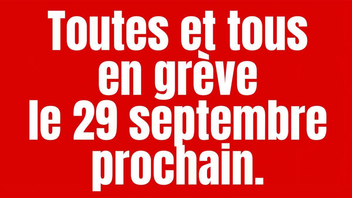 Toutes et Tous en grève le 29 septembre 2026