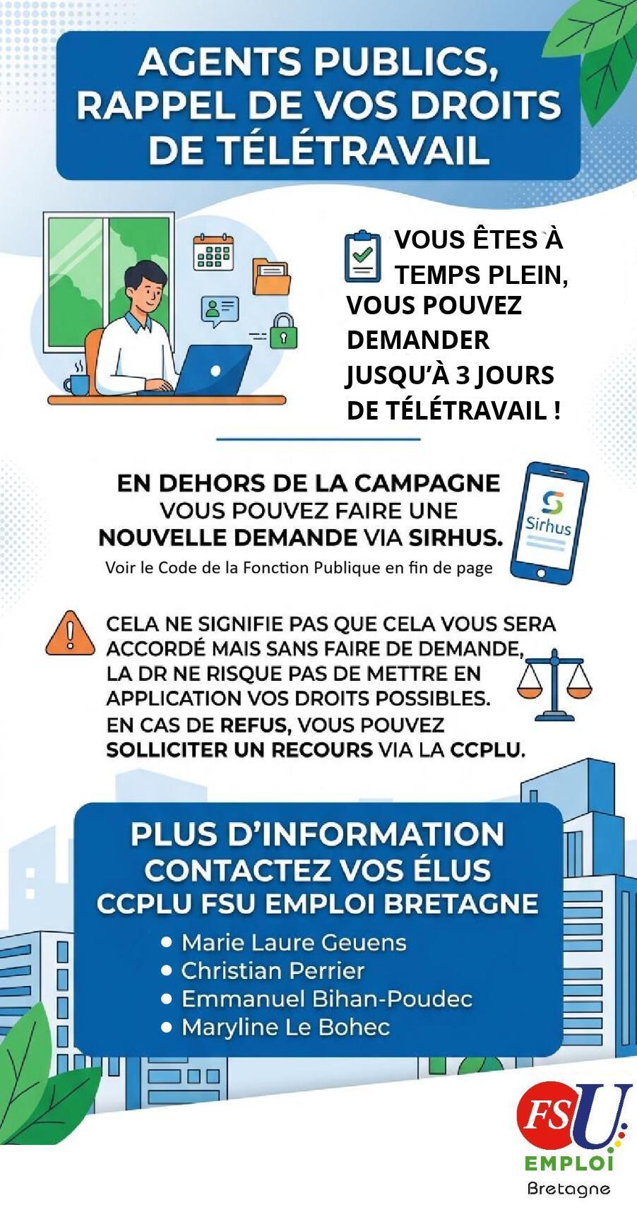 Agent·es de Statut Public - Rappel de vos droits de Télétravail