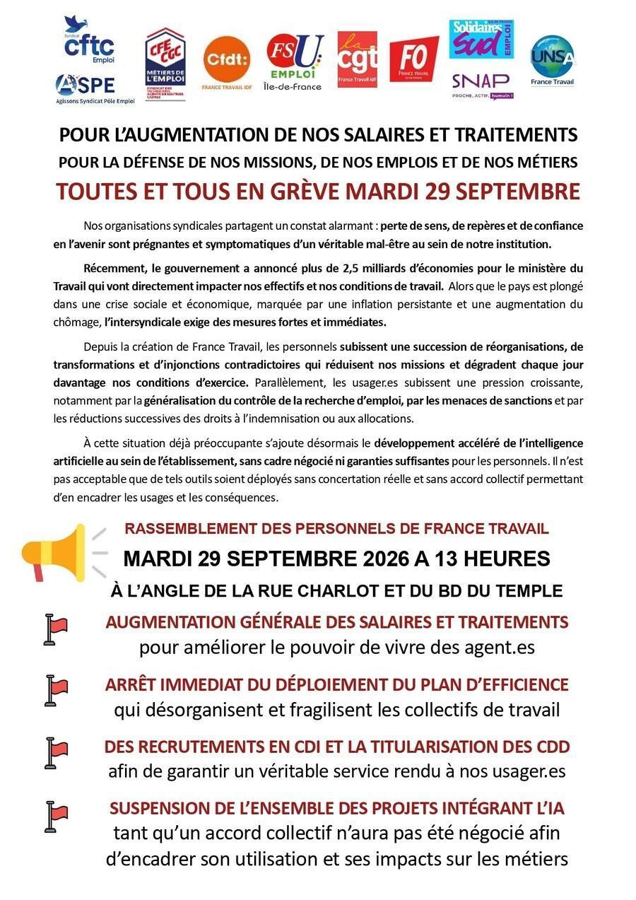 TOUTES ET TOUS EN GREVE MARDI 29 SEPTEMBRE TOUTES ET TOUS EN GREVE MARDI 29 SEPTEMBRE