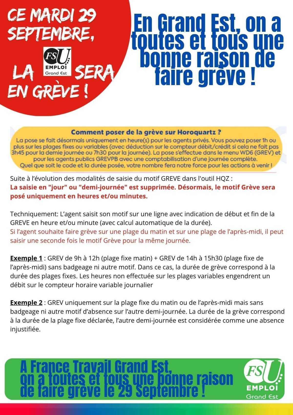Grève du 29 Septembre FT et Fonction publique