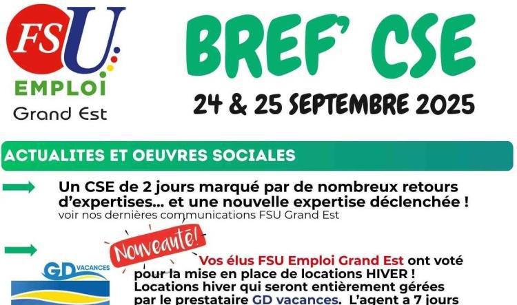 BREF CSE 24 et 25 Septembre 2025