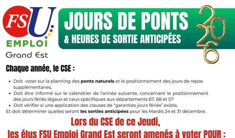 JOURS DE PONT & SORTIES ANTICIPEES 2026