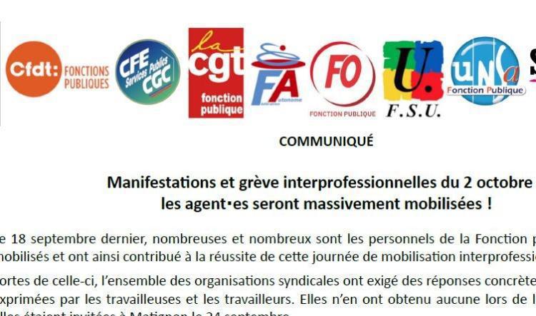 Communiqué Intersyndical nationale !