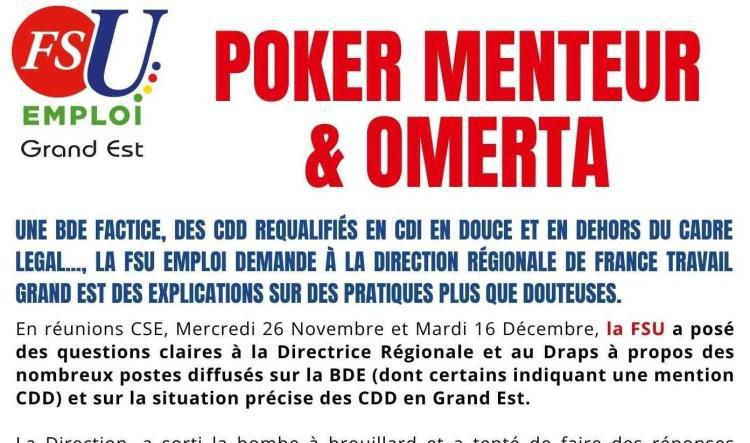 CDD & RECRUTEMENTS 2026 POKER MENTEUR et OMERTA
