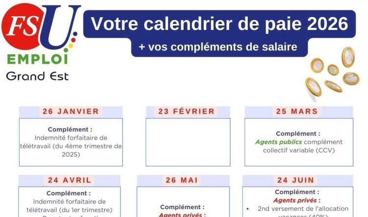 calendrier des paies 2026
