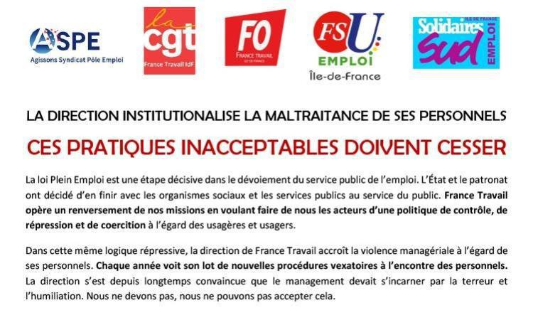 LA DIRECTION INSTITUTIONALISE LA MALTRAITANCE DE SES PERSONNELS