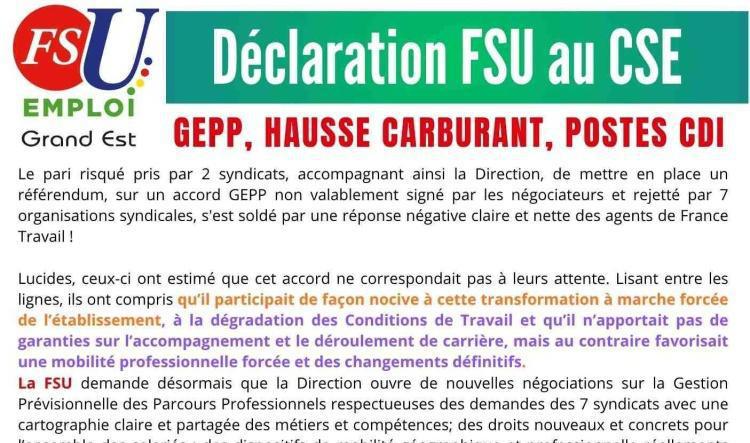 Déclaration d'actualités au CSE de Mars 2026