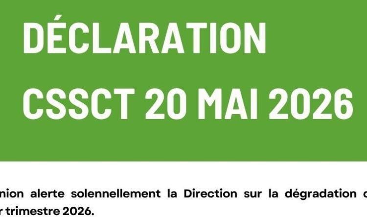 Déclaration de la FSU Emploi Réunion à la CSSCT du 20 mai 2026
