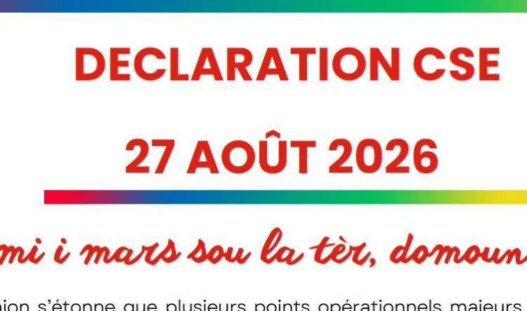 Déclaration de la FSU Emploi Réunion au CSE du 27 août 2026 : Fourmi i mars sou la tèr, domoun i koné 