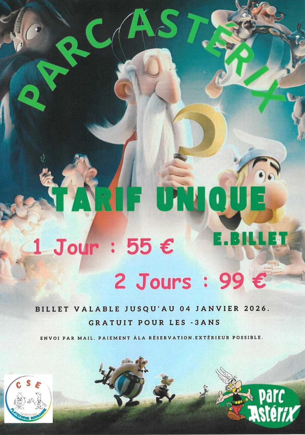 Tarifs billetterie CSE 