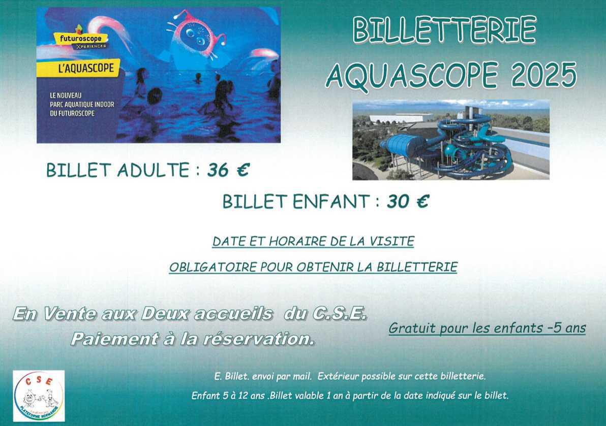 Tarifs billetterie CSE 
