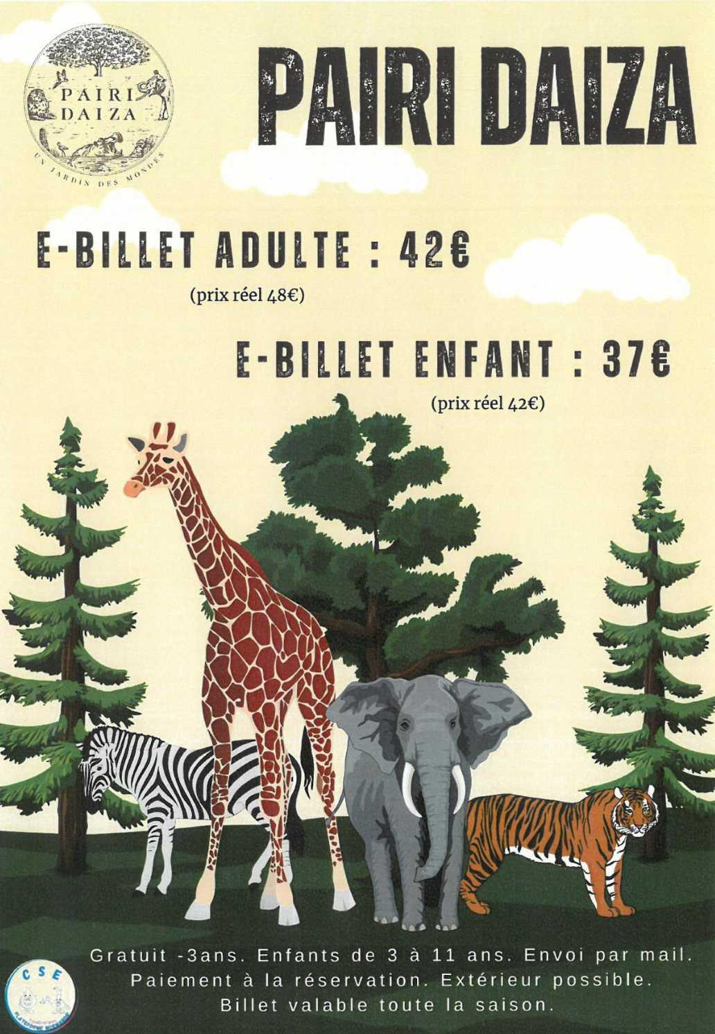 Tarifs billetterie CSE 