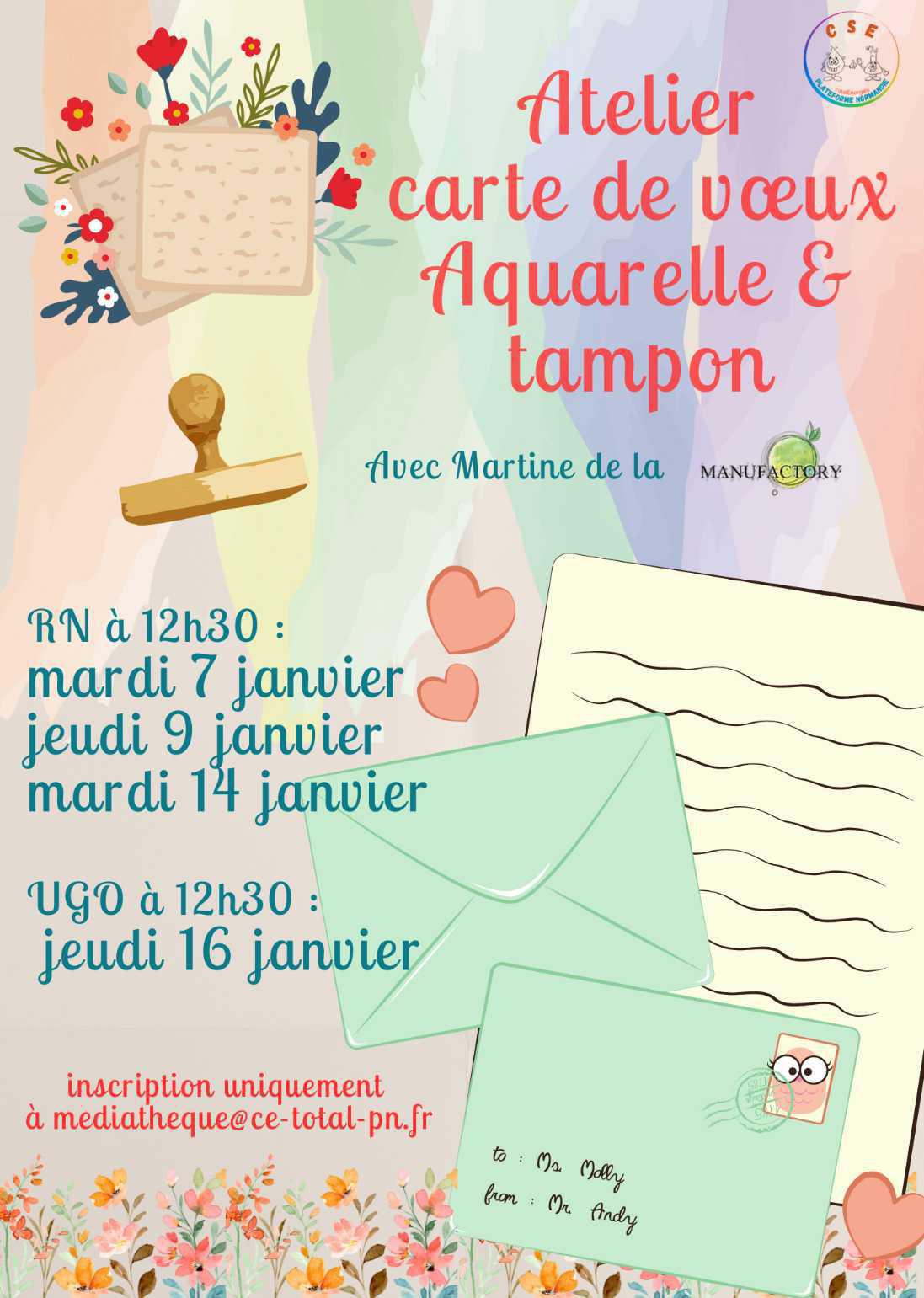 Atelier créatif : Carte de vœux Aquarelle & Tampon