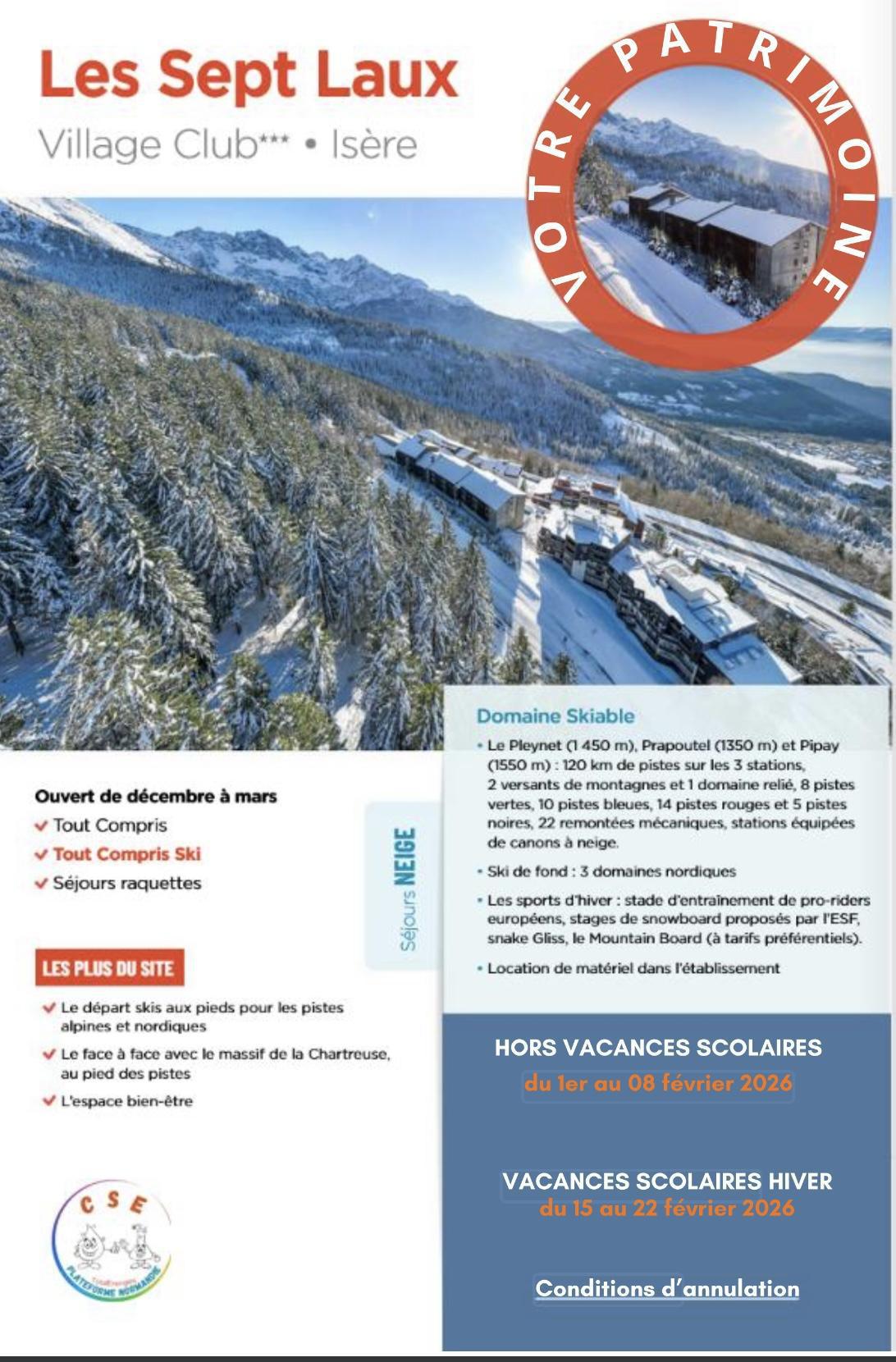 Séjour Ski Sept Laux février 2026