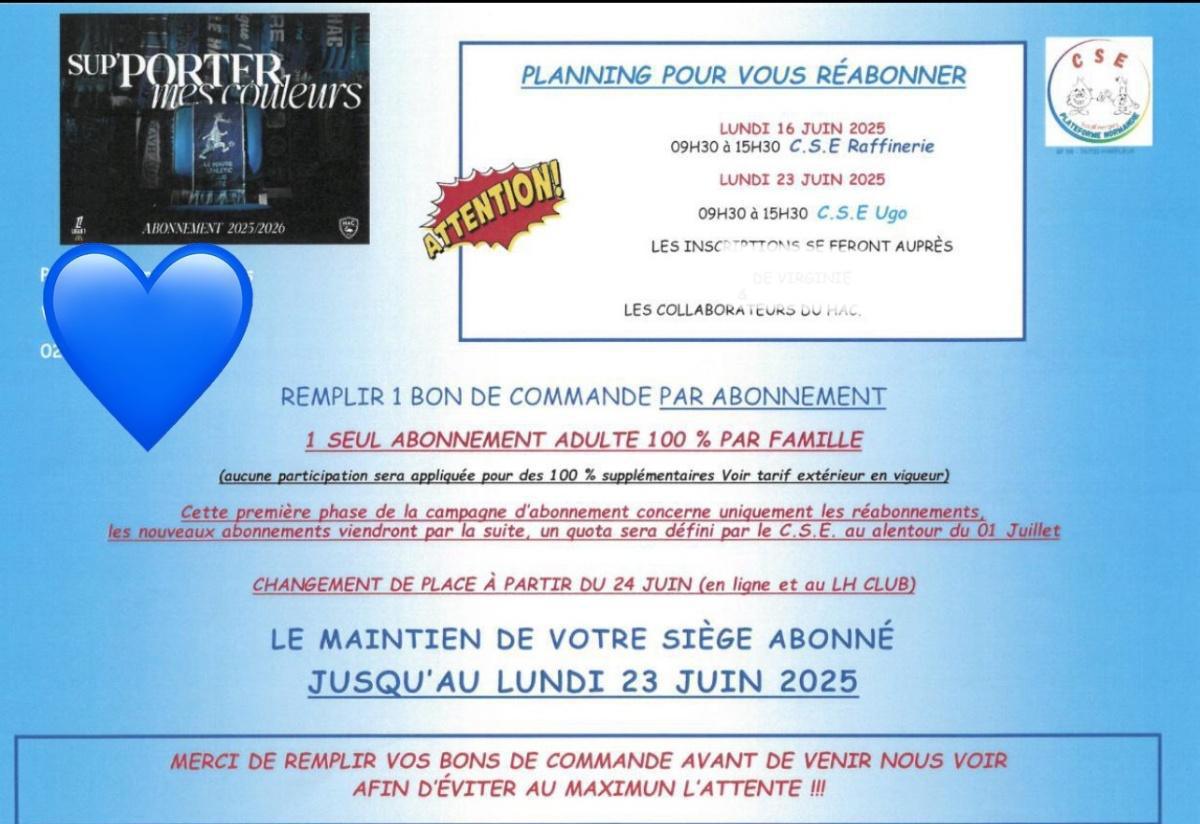 🎉 Supporters du HAC, c’est le moment de se réabonner ! ⚽️