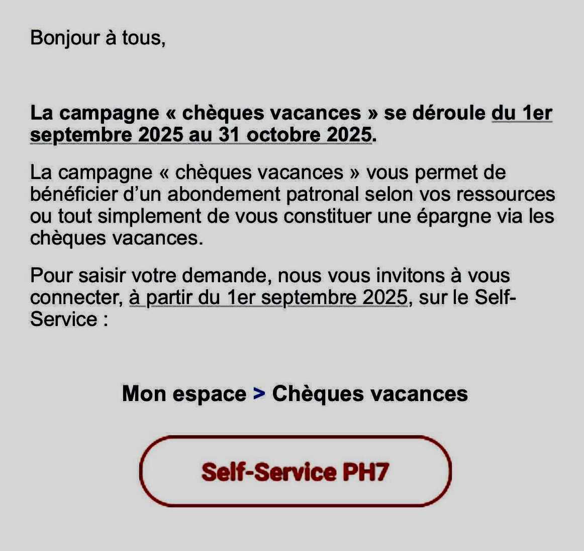 Chèques vacances 2025/2026