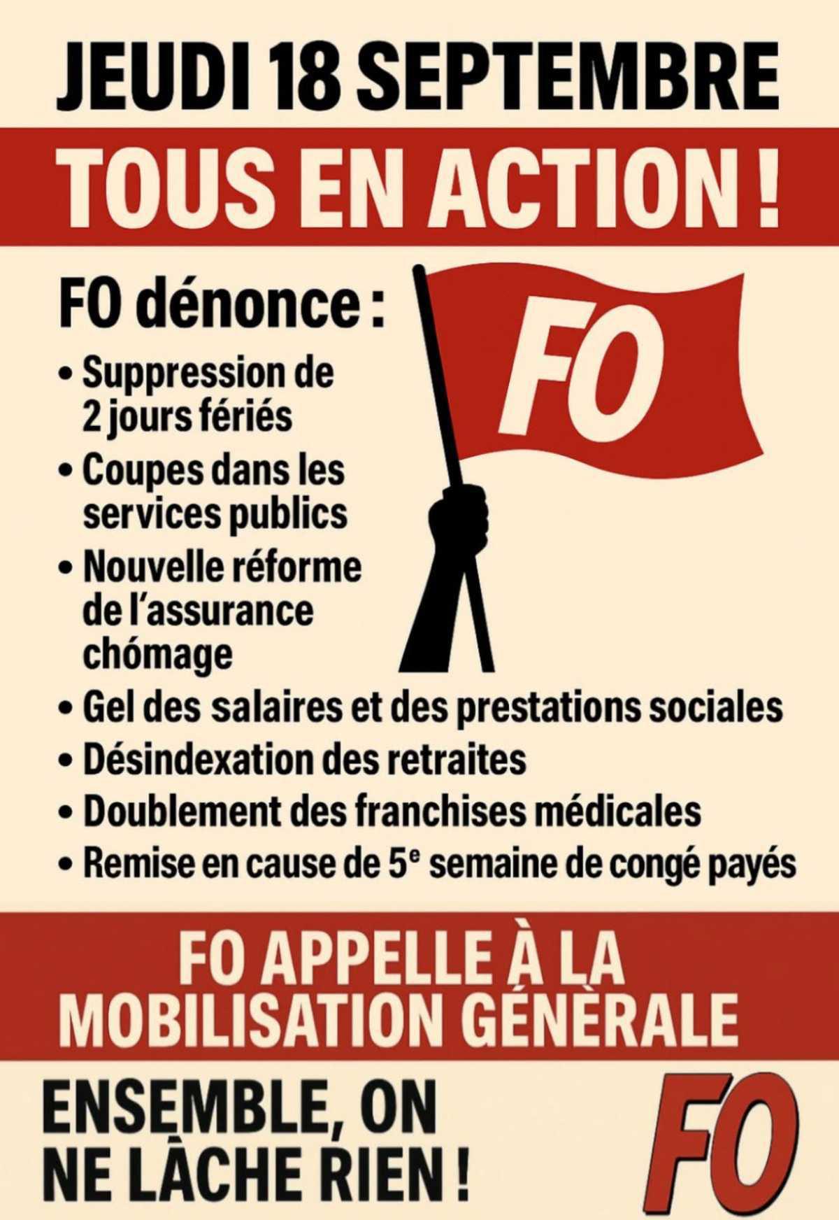 📢 18 septembre : appel intersyndical, mobilisons-nous !