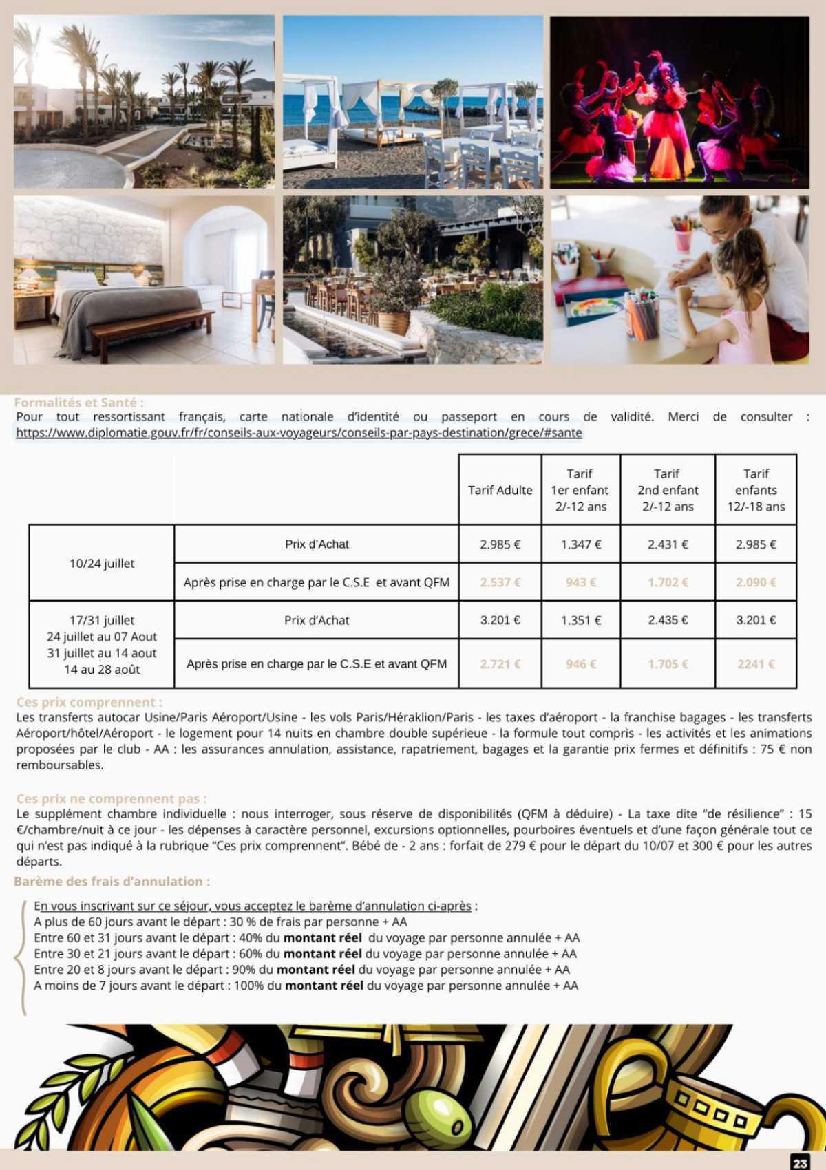 GRÈCE CRÈTE 15 JOURS / 14 NUITS 10/24 JUILLET - 17/31 JUILLET - 24 JUILLET AU 07 AOUT - 31 JUILLET AU 14 AOUT - 14/28 AOUT