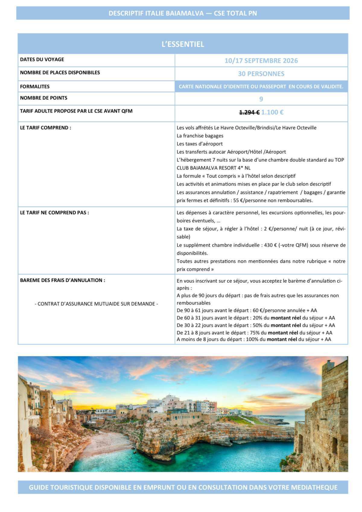 Italie 🇮🇹 Les Pouilles 10/17 septembre 2026