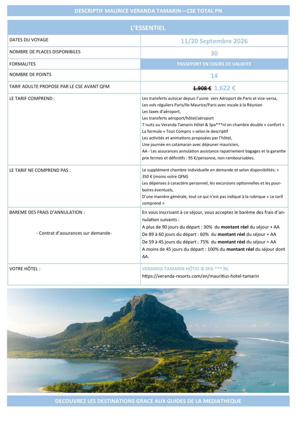 Île MAURICE 🇲🇺 11/20 SEPTEMBRE 2026