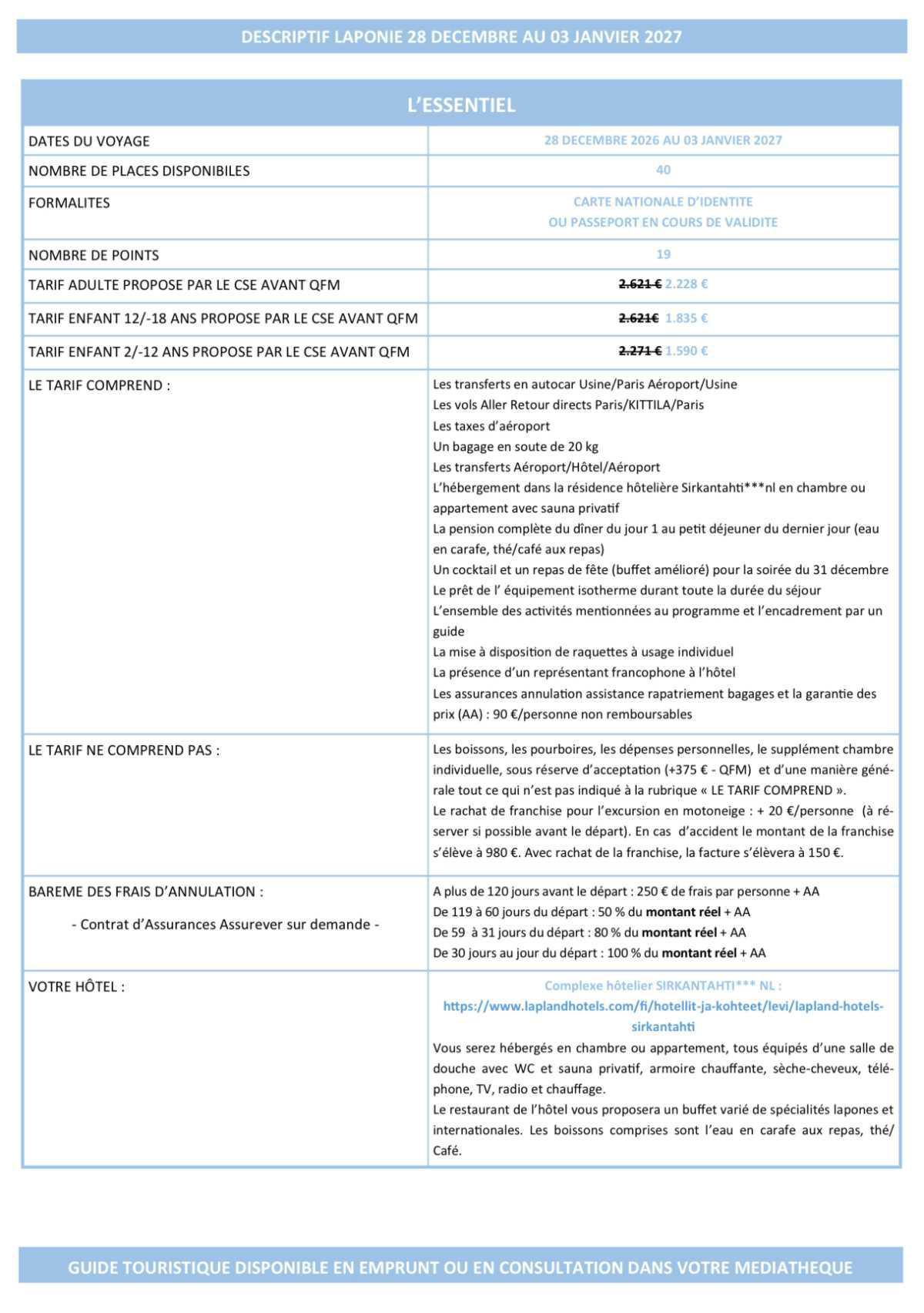Laponie ☃️28 décembre au 03 janvier 2027