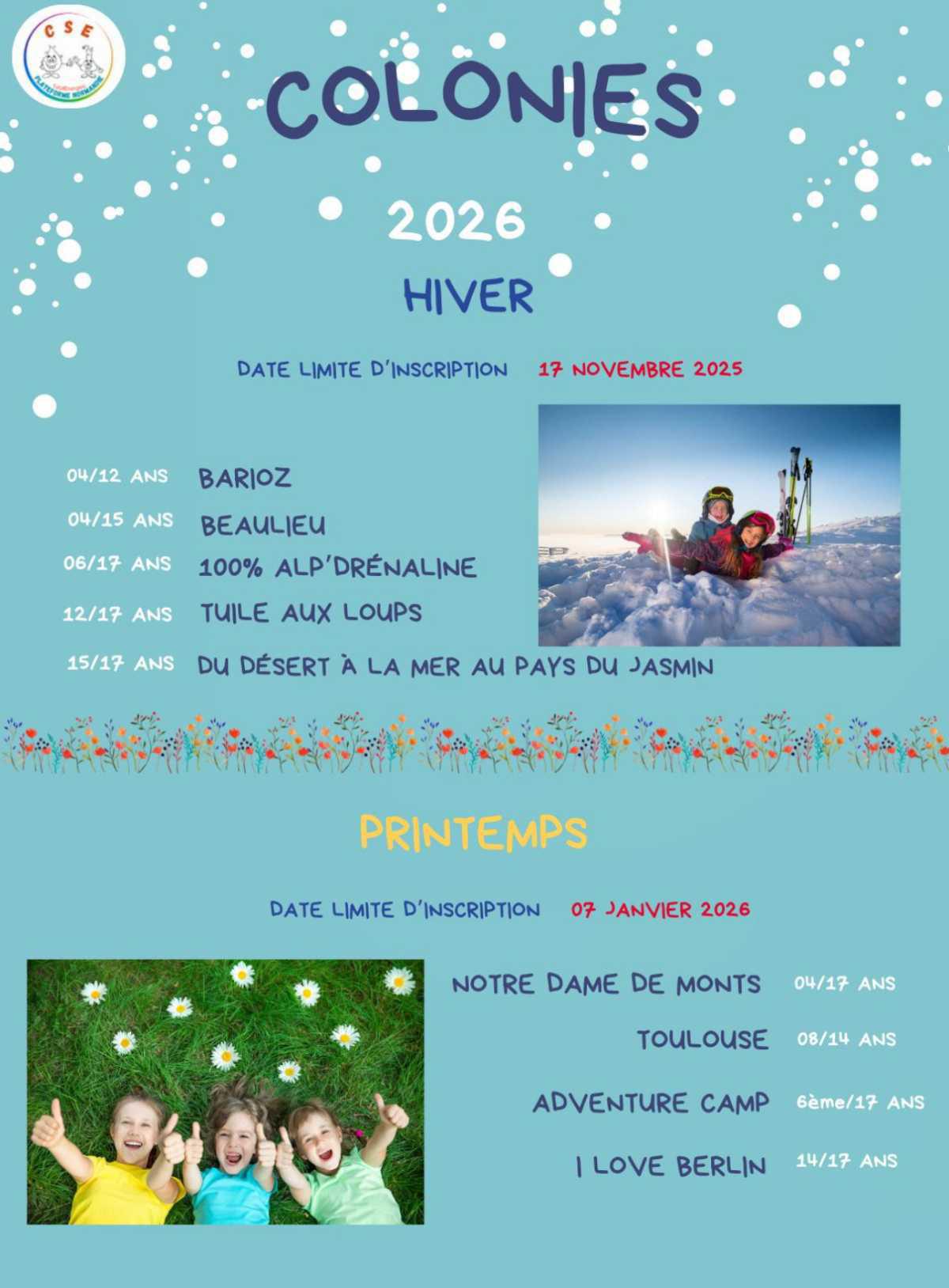 ❄️ Colonie hiver/printemps 2026 🌸