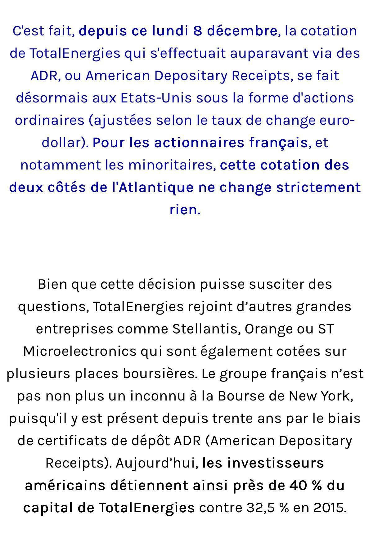 TotalEnergies cote désormais à New York