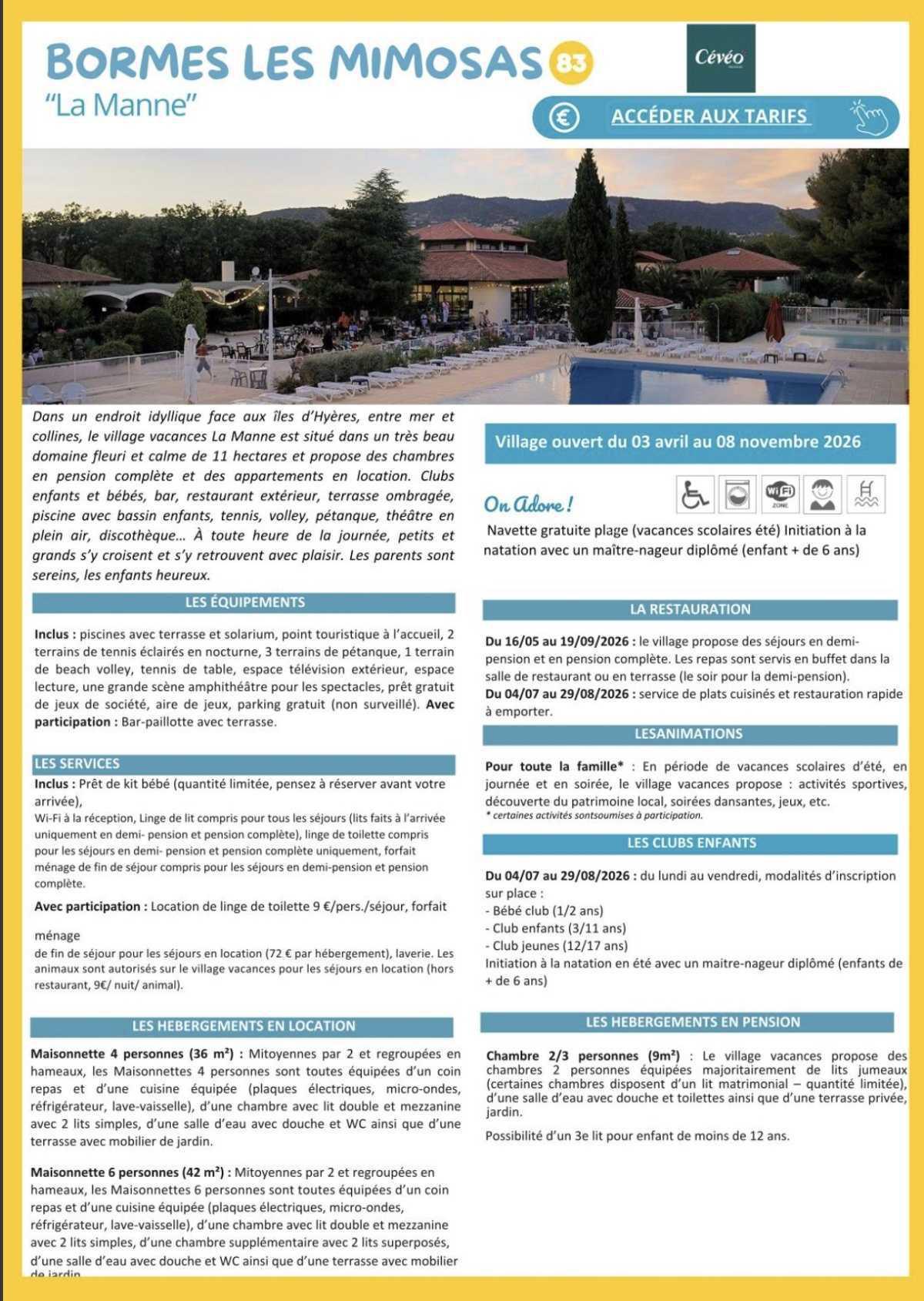 ⛱️Inscriptions Vacances familiales ÉTÉ