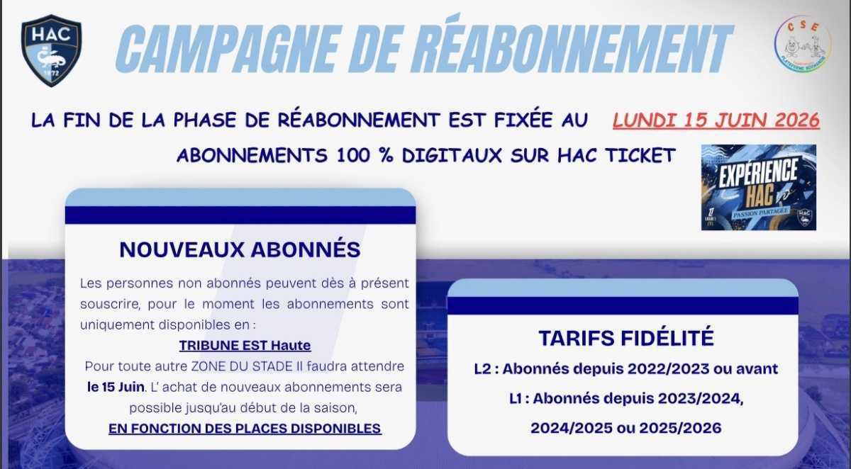 Réabonnements HAC 💙🩵