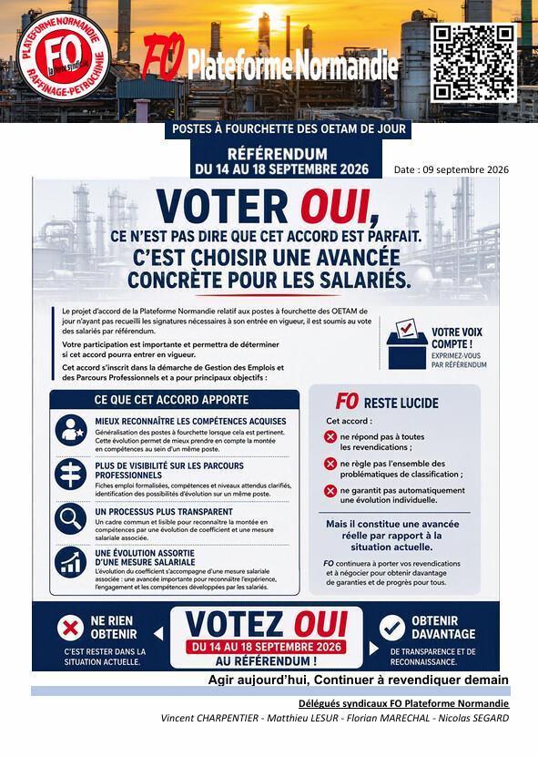 Référendum pour l'accord des postes de jour à fourchettes 
