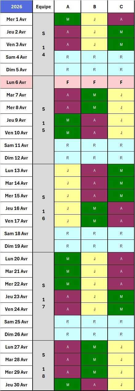 Calendrier 2025/2026, 2x8 Tech Labo